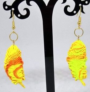 Unique Handmade Polymer Clay Feather Earrings